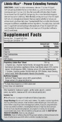 Libido-Max Male Enhancement Dietary Supplement Liquid Soft-Gels Perspective: right