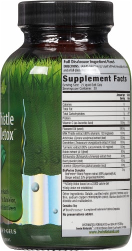 Irwin Naturals Milk Thistle Liver Detox Dietary Supplement Liquid Soft Gels Perspective: right