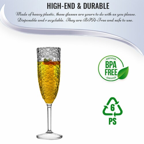 8 oz. Crystal Disposable Plastic Champagne Flutes (48 Glasses) Perspective: right
