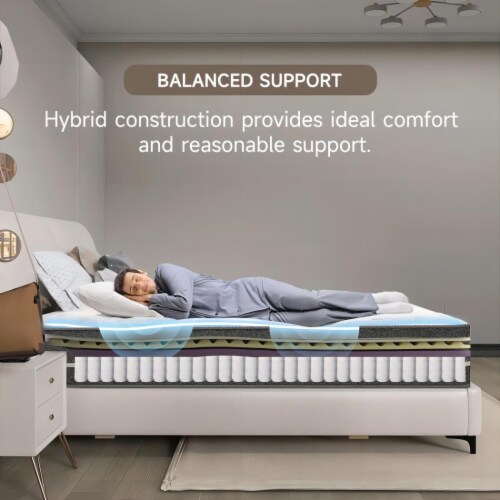 Chevni 14 Inch Queen Size Mattress In A Box Hybrid Spring Memory Foam Medium Firm Bed In A Queen 14 Inch Fry s Food Stores