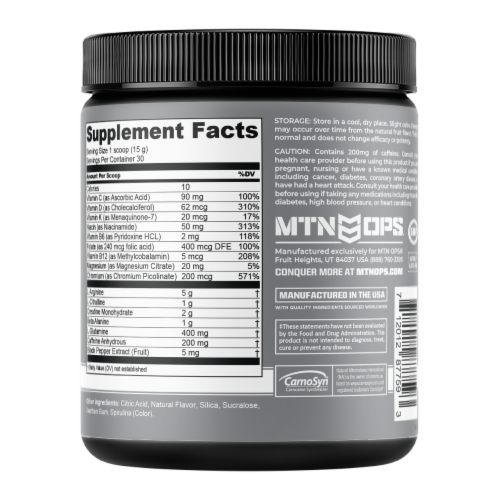 MTN OPS® Yeti™ Blue Raspberry Pre-Workout Powder Perspective: right