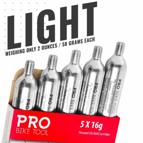 PRO BIKE TOOL 16g Threaded 5 Pack CO2 Cartridges Perspective: right