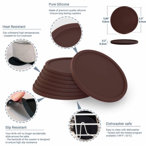 Barvivo Brown Drink Coaster Set of 8 - Protect Tables & Glasses Perspective: right