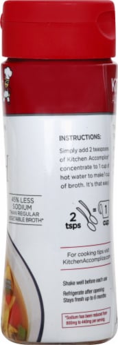 Kitchen Accomplice Reduced Sodium Veggie Broth Concentrate Perspective: right