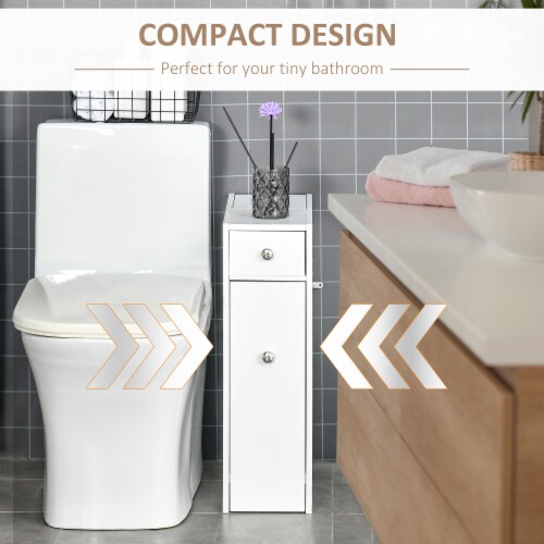 HOMCOM Bathroom Floor Organizer Freestanding Space saving Narrow Storage Cabinet 1 Unit Foods Co