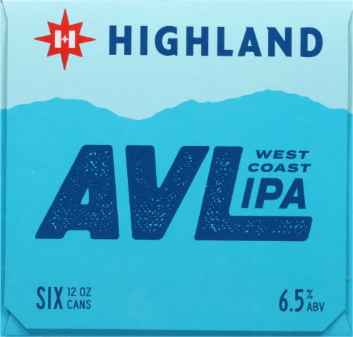 Highland Brewing AVL Tropical Juicy Citrus IPA Craft Beer Cans Perspective: right