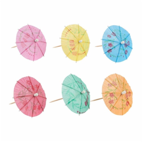 200-Pack Tropical Hawaiian Party Paper Cocktail Umbrella Parasols, Assorted Colors, 4 Inches Perspective: right