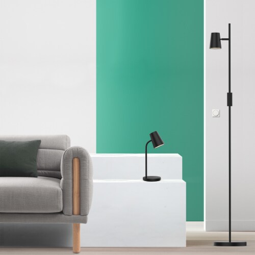 LED 15  Adjustable Desk Lamp and LED 59.5  Floor Lamp in Black Perspective: right