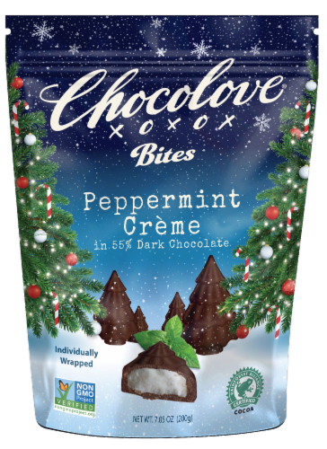 Chocolove® Dark Chocolate Peppermint Creme Holiday Candy Bites Perspective: right