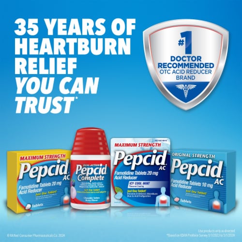 Pepcid AC Maximum Strength Heartburn Tablets, Icy Cool Mint Perspective: right