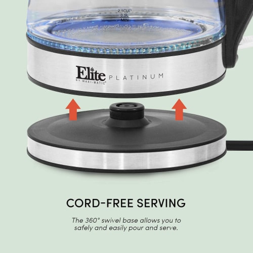 Elite by Maxi-Matic Stainless Steel Glass Kettle Perspective: right
