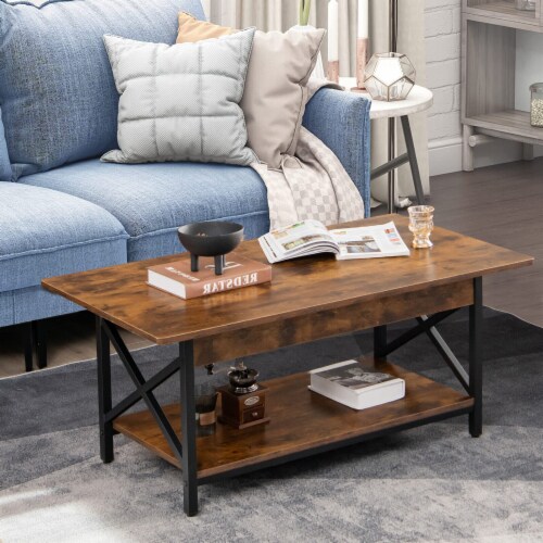 Slickblue 2-Tier Industrial Rectangular Coffee Table with