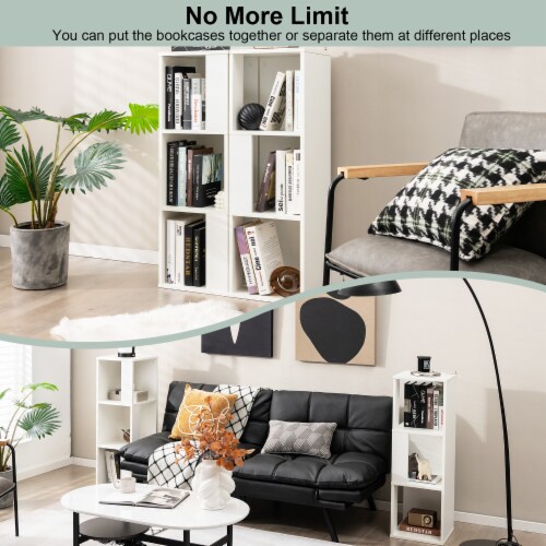 Slickblue 3-Tier 6 Cube Freestanding Bookcase with Anti-toppling Device Perspective: right