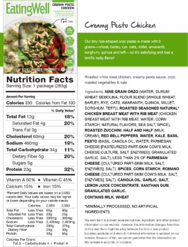 EatingWell Creamy Pesto Chicken Frozen Meal Perspective: right
