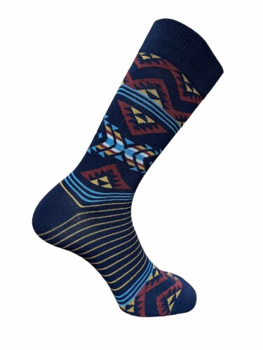 Legale Men's Aztec Blanket Crew Socks - Navy Perspective: right