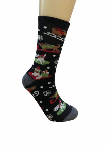 Legale Dogs Sledding Christmas Crew Socks - Black Perspective: right