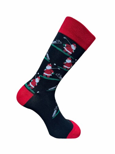 Legale 1 Pair Mens Xmas Golfing Santa Black Socks Perspective: right