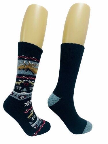 Legale Moose Fairisle Cabin Socks - Black Perspective: right