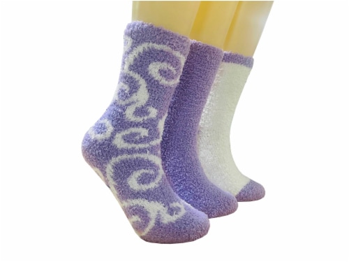 Legale Cozy Marl Swirl Pattern Crew Socks - Lavender Perspective: right