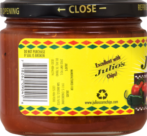 Julio's Home Style Hot Salsa Perspective: right