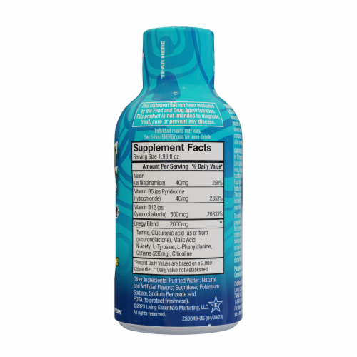 5-Hour® Extra Strength Blue Raspberry Energy Drink Shot Bottle Perspective: right