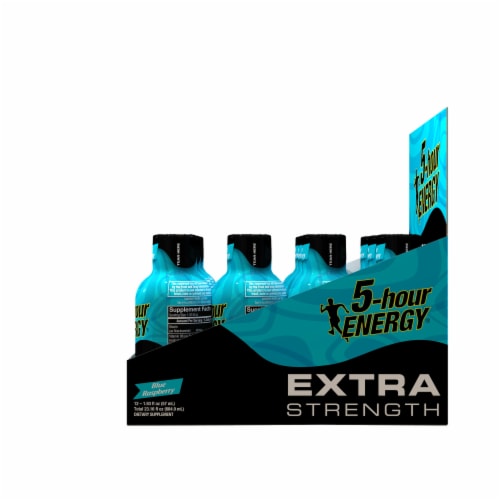 5-Hour Energy Extra Strength Blue Raspberry Energy Shots Perspective: right