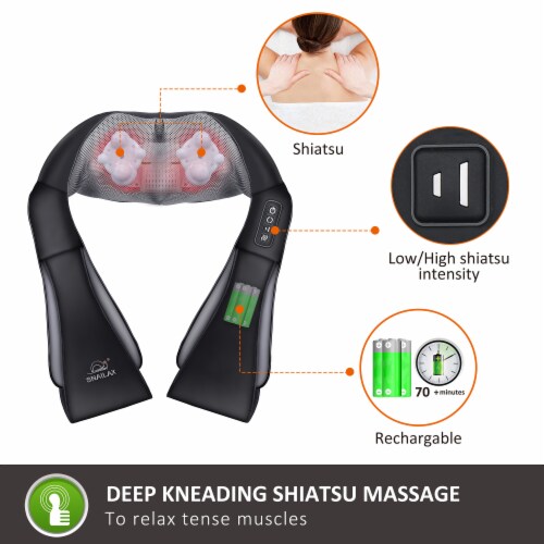 Cordless Neck and Back Massager - Shiatsu Neck and Shoulder Massager with Heat - 632NC Perspective: right