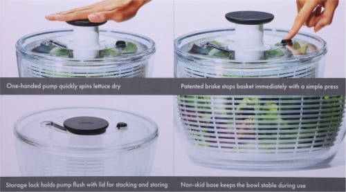 OXO Clear Bowl 10 In Large Salad Spinner with Extra Storage Lid