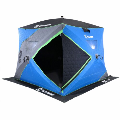 CLAM X-400 Portable 8 Ft 6 Person Pop Up Ice Fishing Thermal Hub Shelter Tent Perspective: right