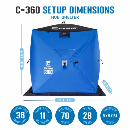 CLAM X-400 Portable 8 Ft 6 Person Pop Up Ice Fishing Thermal Hub Shelter  Tent, 1 Piece - Fred Meyer