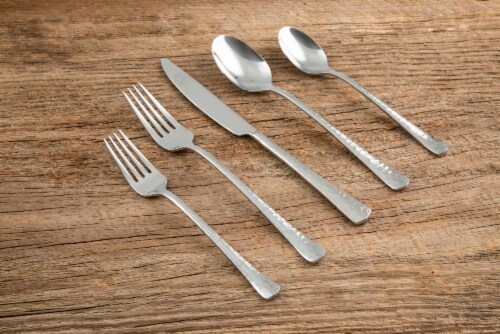 Cambridge Silversmiths Raegan Hammered Flatware Set - Mirror Perspective: right