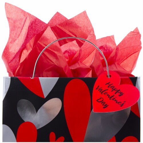 Valentine's Day Bag #55: Hallmark 7" Medium Valentine's Day Gift Bag with Tissue (Silver Heart) Perspective: right