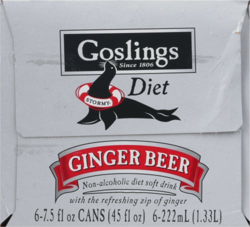 Goslings Diet Ginger Beer Non Alcoholic Soft Drink Cans Perspective: right