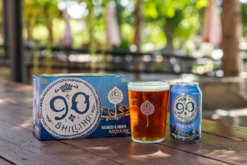 Odell Brewing 90 Shilling Ale Cans Perspective: right