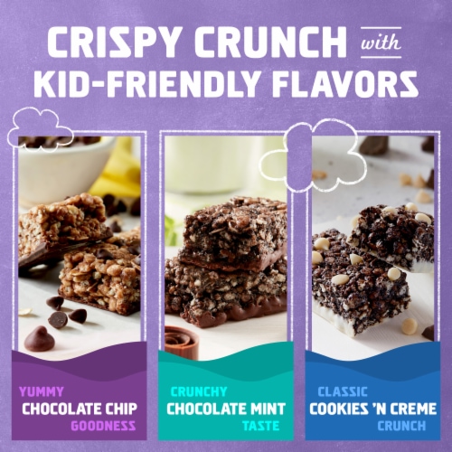 Zbar Protein Chocolate Chip Chocolate Mint and Cookies 'n Creme Crispy Snack Bars Variety Pack Perspective: right