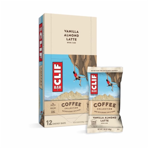 Clif Bar® Coffee Collection Vanilla Almond Latte Energy Bar Case Sale Perspective: right