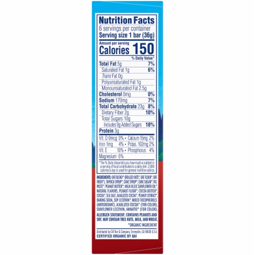 Clif Kid® ZBar™ Chocolate Peanut Butter Brownie Baked Whole Grain Energy Snack Bars Perspective: right