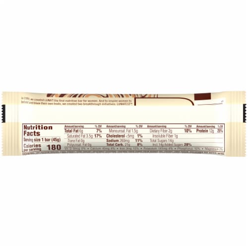 Luna Chocolate Chip Cookie Dough Protein Bars Perspective: right
