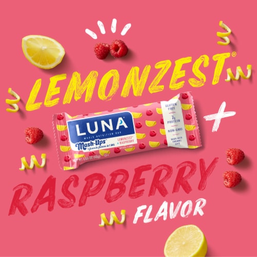 Luna Mash-Ups Lemonzest + Raspberry Whole Nutrition Bars Perspective: right