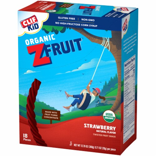 Clif Kid Organic ZFruit Strawberry Twisted Fruit Snack 18 Count Perspective: right