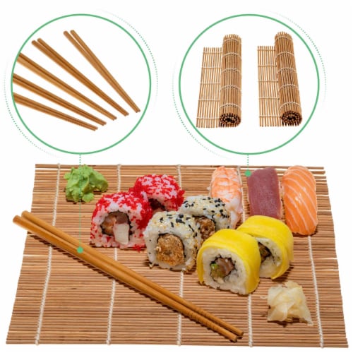 Bamboo Sushi Making Kit with 2 Sushi Rolling Mats, Bamboo Chopsticks, Rice Paddle & Spreader Perspective: right