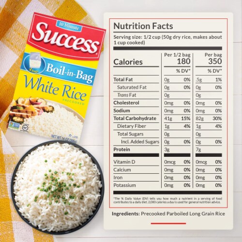 Success Rice Boil-in-Bag White Rice Fluffy and Precooked 14 Oz (Pack of 10) Perspective: right