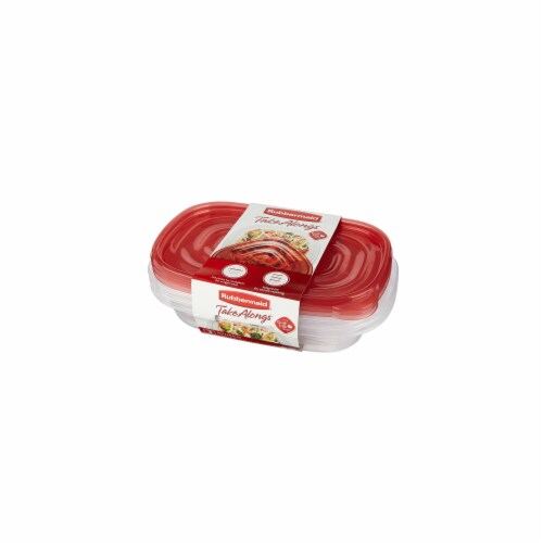 Rubbermaid Takealongs Food Storage Container Rectangle Red (Pack of 48) Perspective: right