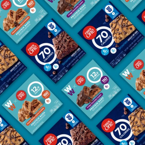 Fiber One Weight Watchers Chewy Protein Bars, Fudge Chocolate Cookie, 5 ct (Pack of 14) Perspective: right