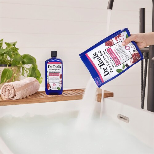Dr Teal's Pure Epsom Salt, Pomegranate & Black Currant, 3 lbs (Pack of 18) Perspective: right