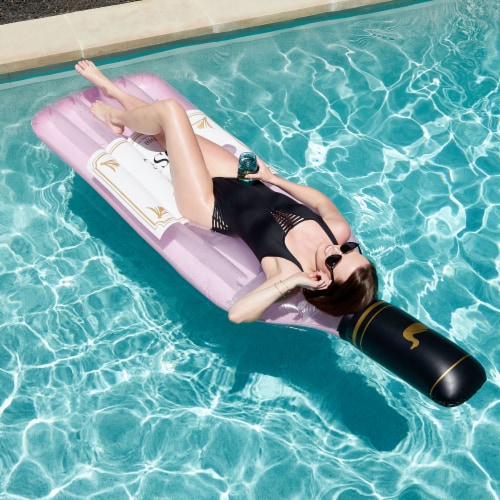 Swimline 90654 Giant Inflatable 94 Rosè Wine Bottle Pool Float Raft Mat, Pink Perspective: right