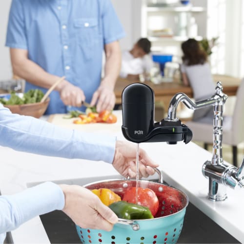 Pur® Black Basic Faucet-Mount Water Filtration System Perspective: right