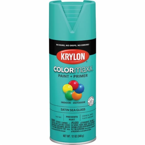 Krylon Colormaxx Satin Spray Paint & Primer, Sea Glass K05576007 Perspective: right