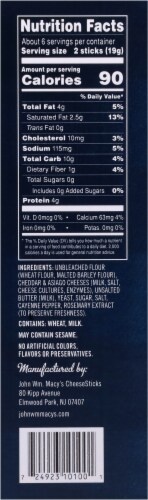 John Wm. Macy's® Original Cheddar Cheesesticks Perspective: right