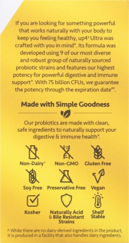 UP4® Ultra High Potency Probiotics Vegetarian Capsules Perspective: right